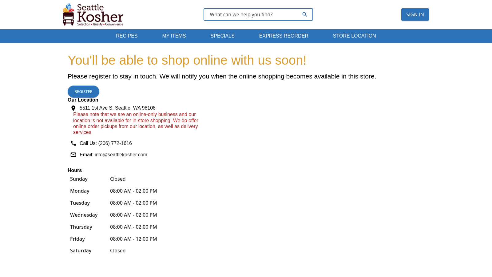 SeattleKosher.com Warehouse