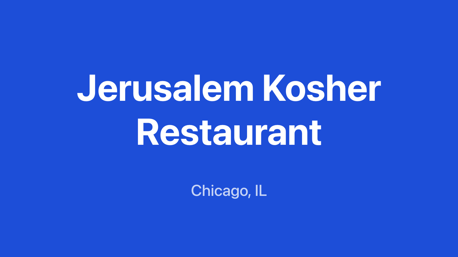 Jerusalem Kosher Restaurant
